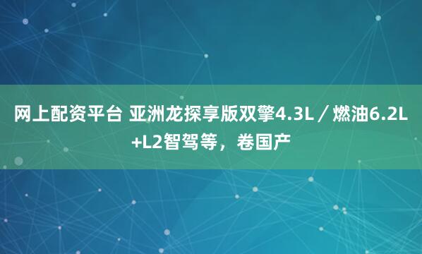 网上配资平台 亚洲龙探享版双擎4.3L／燃油6.2L+L2智驾等，卷国产